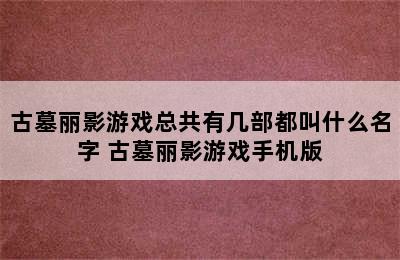 古墓丽影游戏总共有几部都叫什么名字 古墓丽影游戏手机版